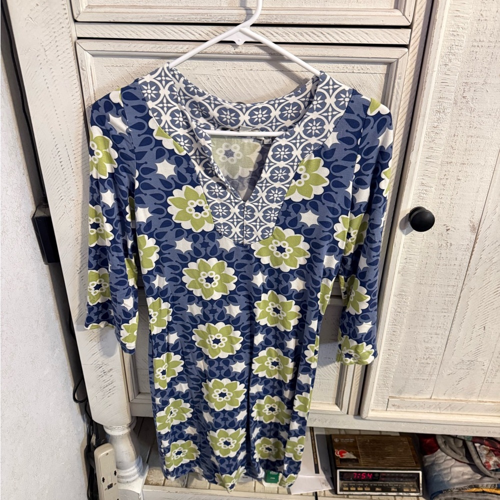Boden Blue and Green Floral Long Sleeve Dress - Picture 4 of 4